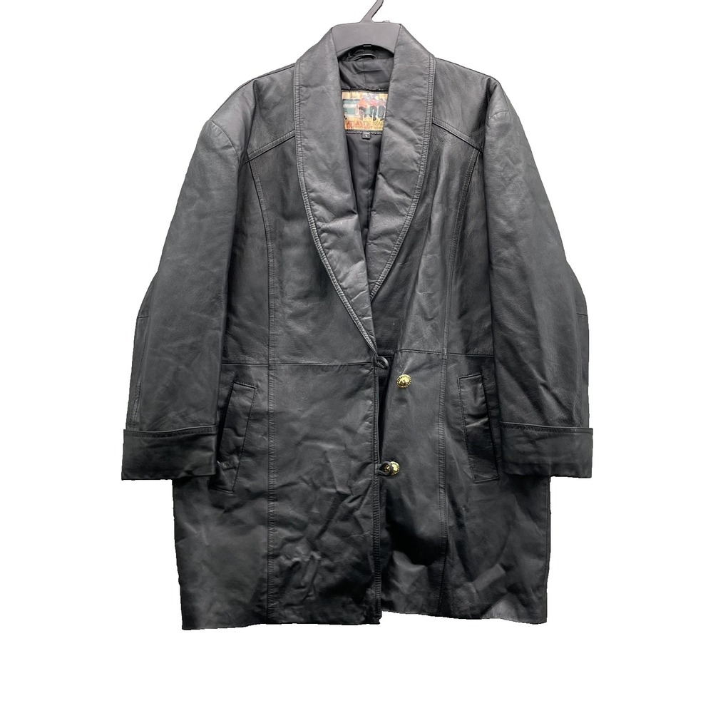 Vintage Atlantic Beach 100% Leather Coat Women's Large Corpcore Avant-Garde 90's